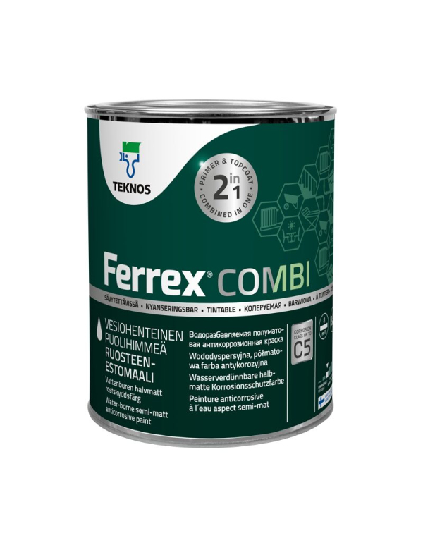 FERREX COMBI-vopsea anticoroziva pe baza de apa pentru metal. Alb Mat.