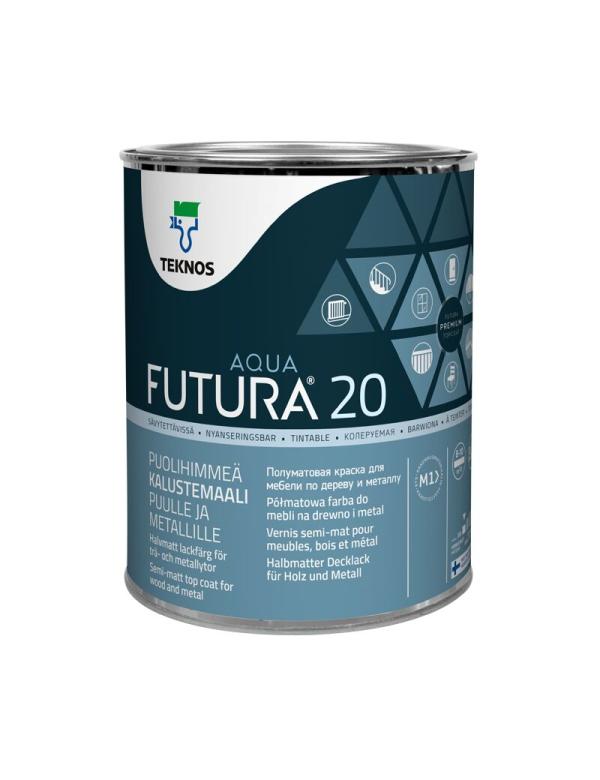 Futura Aqua 20 vopsea pentru MDF, metal sau aluminiu. Semimat. Alege culoare.