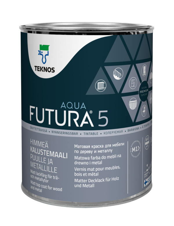 Futura Aqua 5 vopsea pentru MDF, metal sau aluminiu. Mat. Alege culoarea.